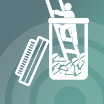 MOUD - Graphic of person climbing out of prescription vial