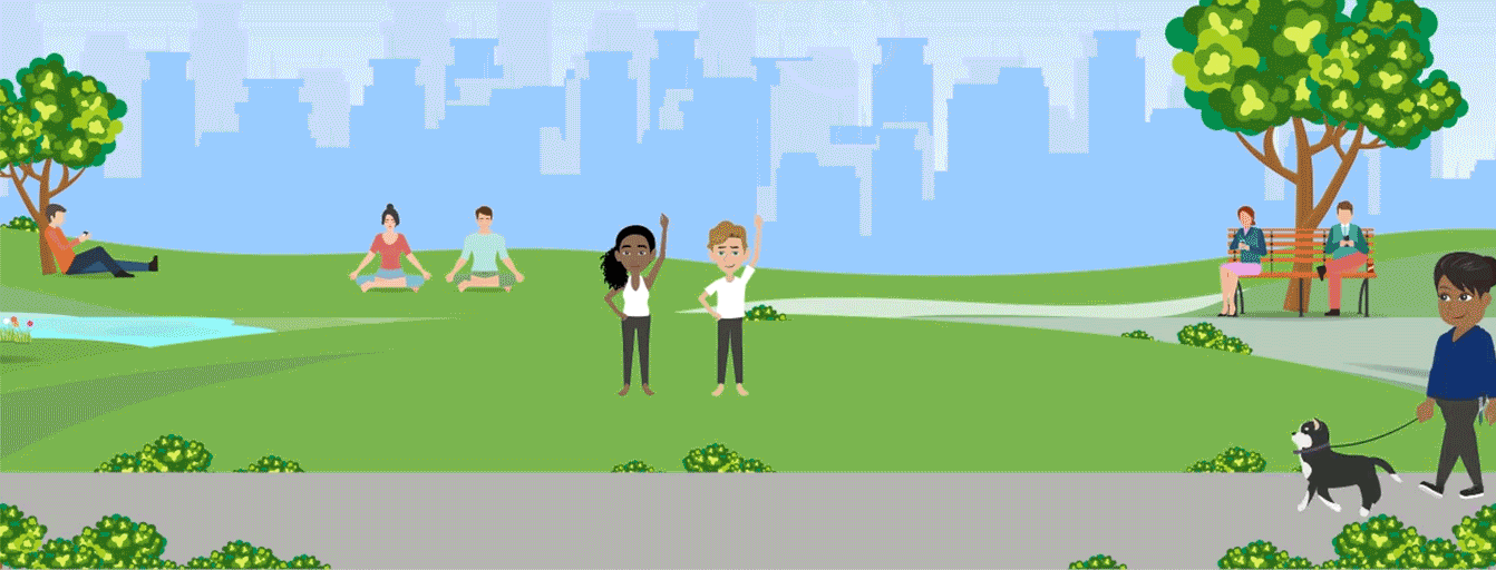 animated illustration of people in the park